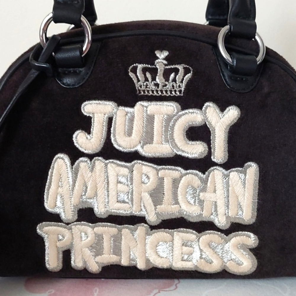 Rare Vintage juicy couture y2k small velvet Juicy American Princess stachel bag - Picture 10 of 16